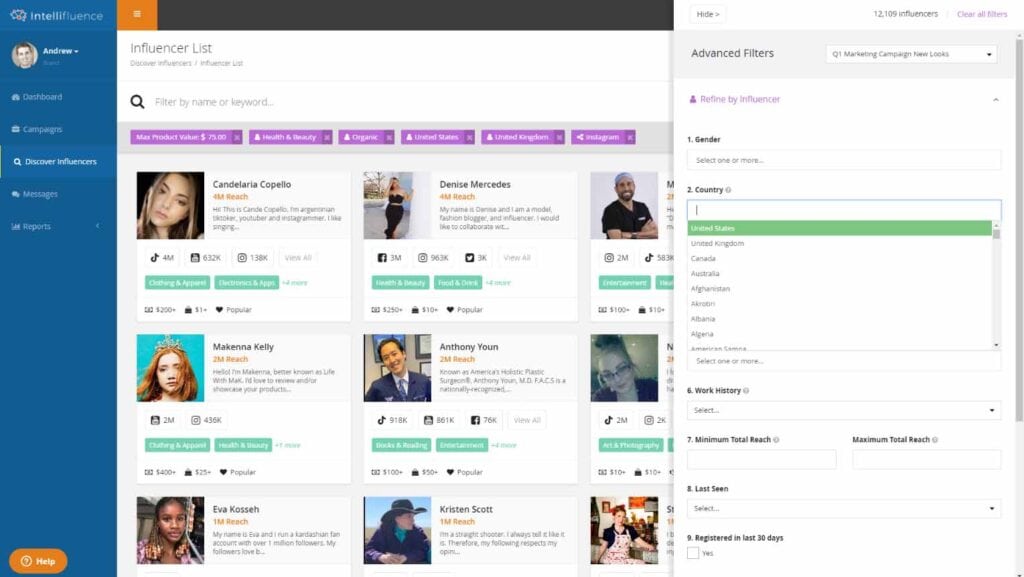 Intellifluence Find Influencers Feature