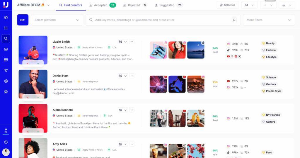 Upfluence Influencer Search