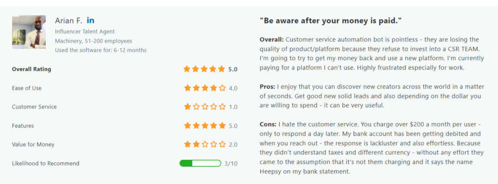 Heepsy review