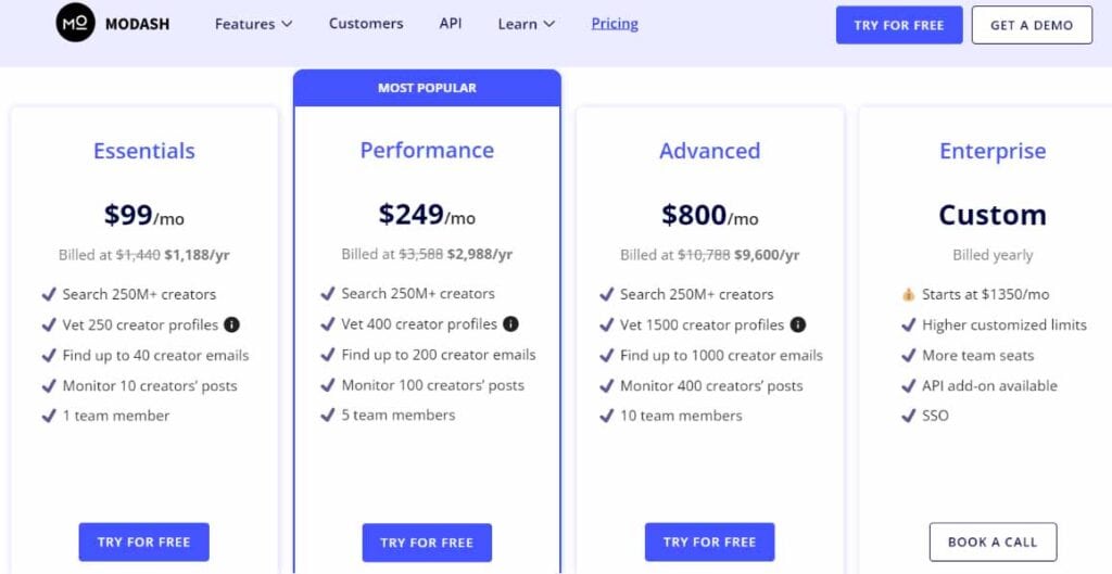 Modash pricing