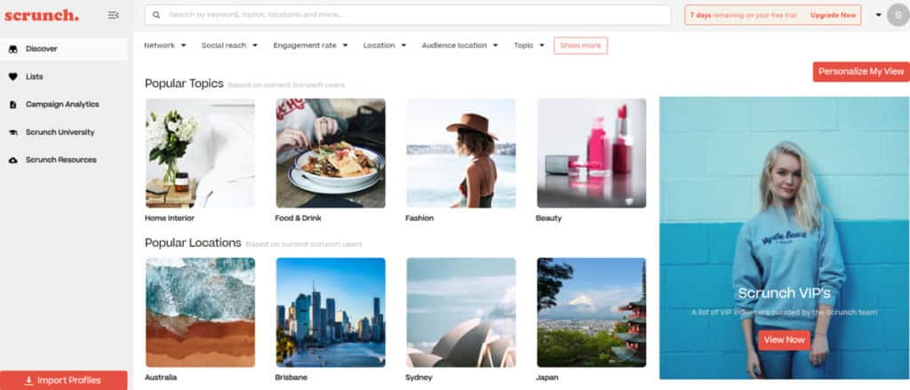 Scrunch influencer discovery tool