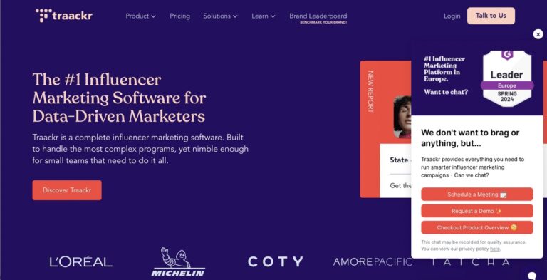 Traackr Homepage