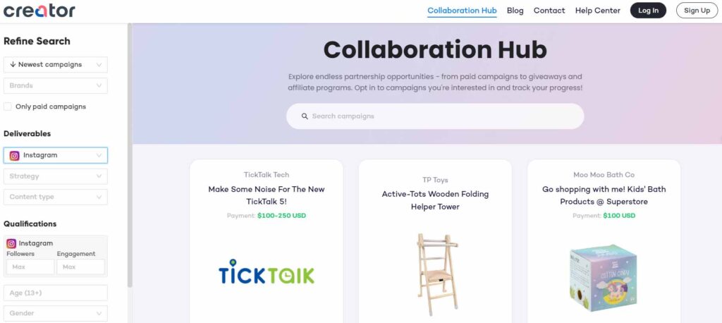 creator.co collaboration hub for influencers