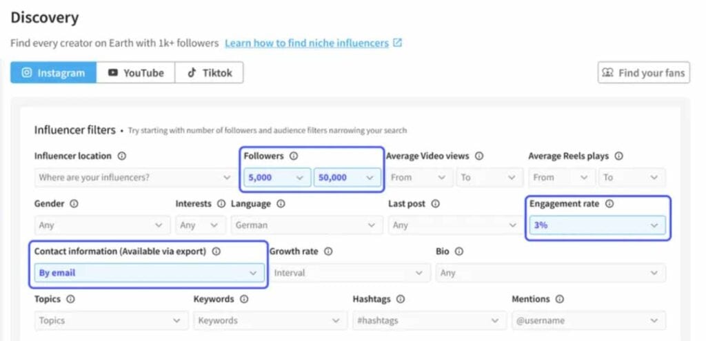 influencer discovery Modash