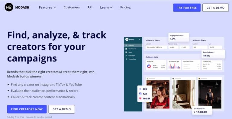 Modash homepage