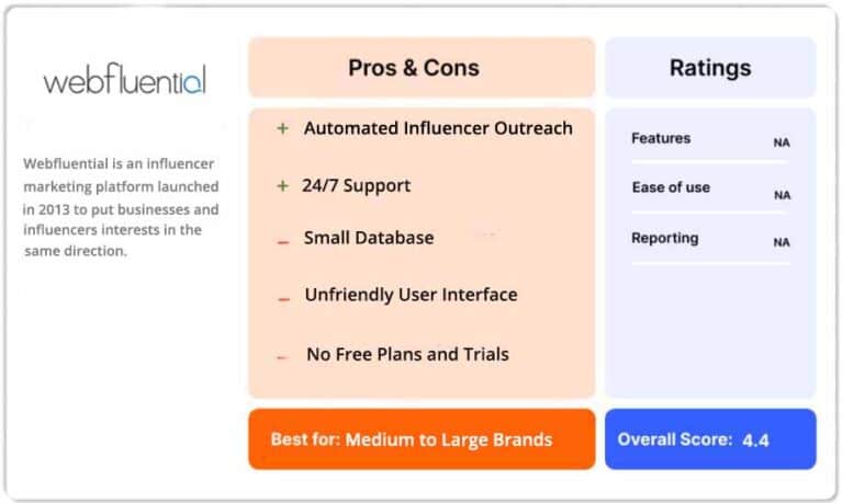 Webfluential Pros and Cons