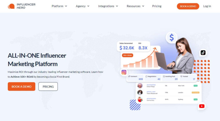 Influencer hero homepage